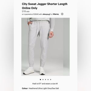 Mens Lululemon City Sweat Jogger - shorter length